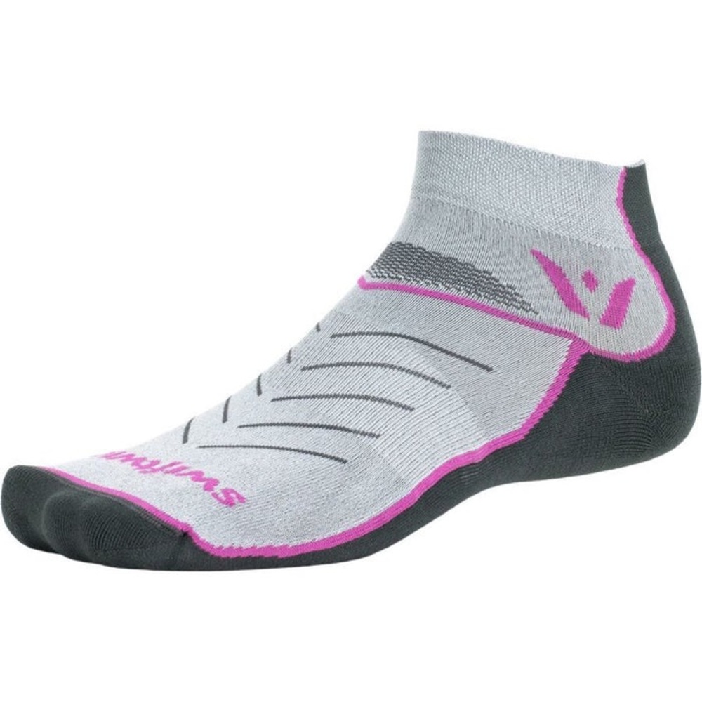 Swiftwick Aspire Ankle Compression Athletic Sock Pink and Grey Size Small